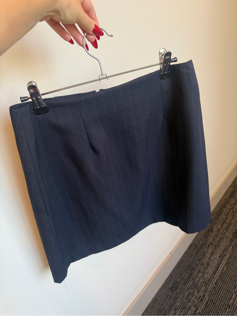 Vintage 90s City Triangles Navy Pinstripe Mini Skirt